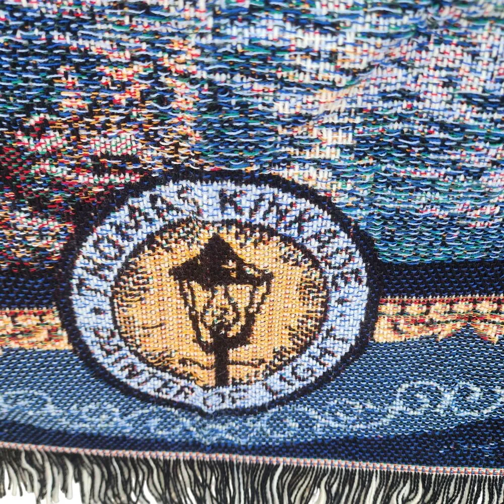 Thomas Kinkade Lighthouse Woven Throw Blanket 57x48 Painter of‎ Light Fringe
